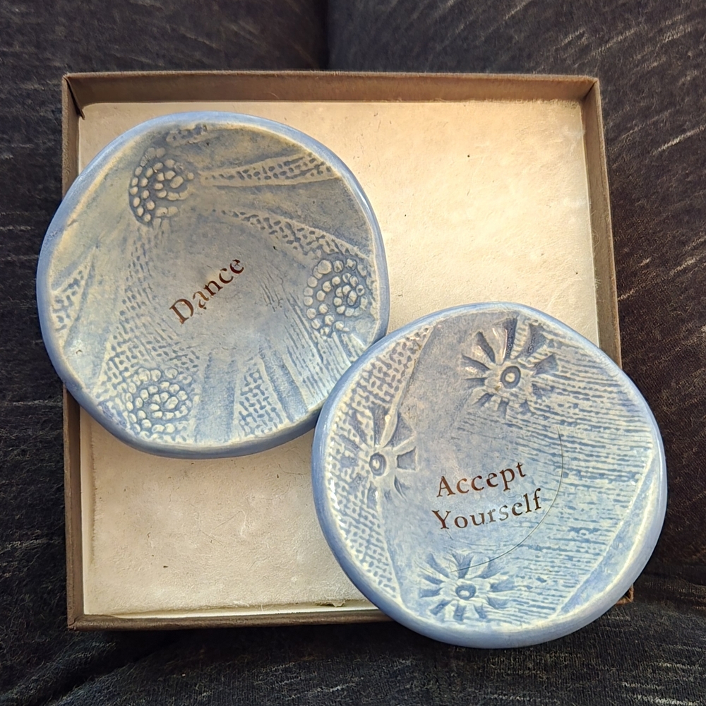 Inspirational Blue Ceramic Coaster Set